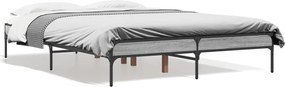 vidaXL Cadru de pat, gri sonoma, 140x190 cm, lemn prelucrat și metal
