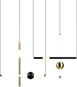 Lustră neagră/aurie LED cu intensitate reglabilă Melita – Trio