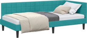 vidaXL Cadru de pat colțar cu headboard Turcoaz 90 cm x 190 cm Catifea