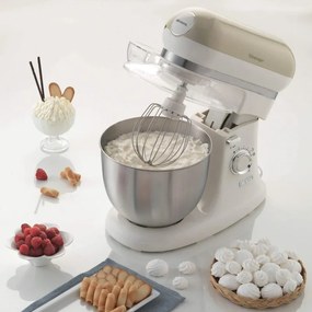 Resigilat: Mixer planetar Ariete VINTAGE 1588/03, 2400W, 5.5 L, 7 viteze, Pulse, Design retro, Picioare antiderapante, Alb/Bej