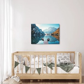 Tablou - Bărci pe Lacul Braies (70x50 cm)
