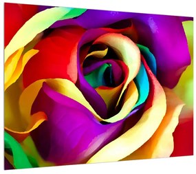 Tablou colorat cu trandafirul abstract (70x50 cm), în 40 de alte dimensiuni noi
