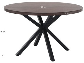 Masă de sufragerie, stejar închis / negru, diametru 120 cm, MEDOR