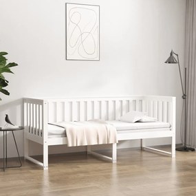 vidaXL Pat de zi fără saltea alb 75x190 cm lemn masiv de pin