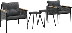 vidaXL Set mobilier de balcon, 4 piese, cu perne, negru, oțel