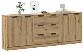 vidaXL Dulap, 3 buc., stejar artizanal, 60x30x70 cm, lemn prelucrat
