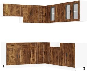 vidaXL Set dulap de bucătărie din 11 piese „Porto” stejar afumat Lemn