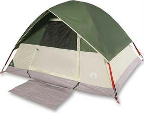 vidaXL Cort de camping cupolă pentru 3 persoane, verde, impermeabil