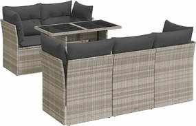 vidaXL Set canapele de grădină cu perne, 6 piese gri deschis poliratan