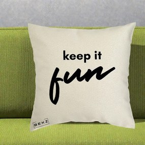 Perna Decorativa Keep It Fun, 40x40 cm, Ecru, Husa Detasabila, Perna Inclusa, BEKZ®
