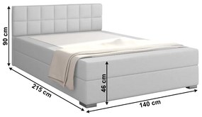 Pat tip BOXSPRING 140x200, gri deschis, FERATA KOMFORT