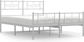 vidaXL Cadru de pat metalic cu tăblie de cap/picioare, alb, 140x190 cm