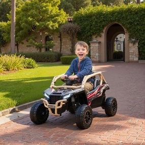 AIYAPLAY ATV Electric pentru Copii 3-8 Ani 12V cu Licență KAWASAKI, Motor Dublu, Telecomandă și Muzică, Galben | Aosom Romania