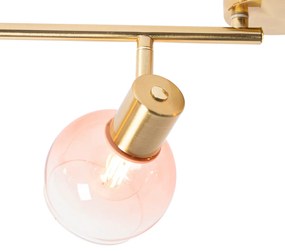 Spotlight Art Deco auriu cu sticlă roz cu 4 lumini - Vidro