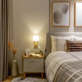 Lampă LED de perete Brilagi NUBILA WOOD 1xE27/25W/230V + LED/3W stejar/alb