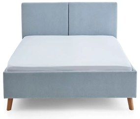 Pat matrimonial albastru deschis tapițat cu somieră 140x200 cm Piano – Meise Möbel