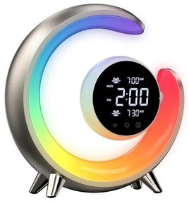 Immax 08981L - Lampă de birou LED RGBW dimabilă cu ceas PEACOCK LED/20W/5V USB