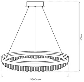 Lustră LED pe cablu LED/52W/230V d. 60 cm auriu