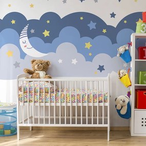 Autocolant Ambiance Scandinavian Clouds With Stars And Moon