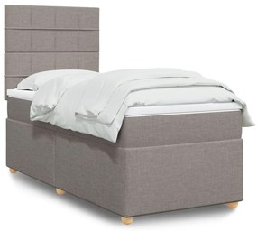 vidaXL Pat box spring cu saltea, gri taupe, 90x200 cm, textil