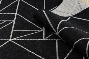 Covor sisal Floorlux 20605 negru si argint Triunghiuri, Geometric - SECUNDAR-COTATI PRODUSUL