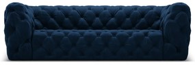 Canapea Iggy cu 3 locuri si tapiterie din catifea, albastru royal