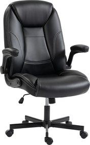 HOMCOM Scaun birou ergonomic fotoliu brațe rabatabile înălțime reglabilă funcție balans negru | Aosom Romania