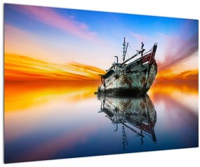 Tablou - Zori peste un naufragiu (90x60 cm)