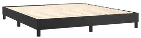 Pat box spring cu saltea, negru, 160x200 cm, piele ecologica Negru, 160 x 200 cm, Design simplu