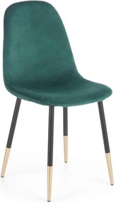 Scaun tapitat K379, verde/negru, stofa catifelata/metal, 45x48x88 cm