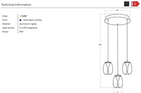 Lustra LED suspendata design modern PAMELA 3 round fumuriu