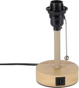 Brilagi - Lampă de masă cu port USB TABLON 1xE27/25W/230V stejar/bej