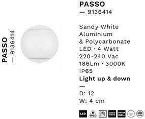 Aplica exterior cu iluminat sus si jos LED IP65 PASSO alb