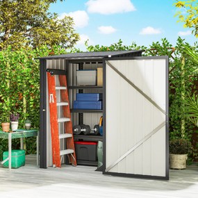 Outsunny Căsuță de Grădină 0,92m² din Oțel Galvanizat, Depozit pentru Unelte cu Ușă Blocabilă și Acoperiș Înclinat, 100x104x160 cm, Gri Închis | Aosom Romania