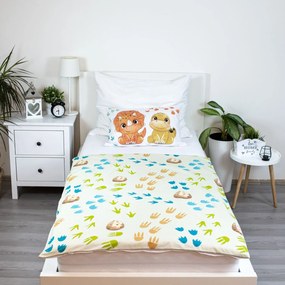Lenjerie de pat din bumbac pentru patut DINO BABIES alba Dimensiune lenjerie de pat: 40 x 60 cm | 100 x 135 cm