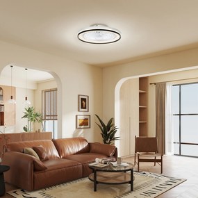 HOMCOM Ventilator de Tavan cu Iluminare RGB 6 Viteze Motor Reversibil și Telecomandă Putere 48,5W Ø48x13 cm Alb | Aosom Romania