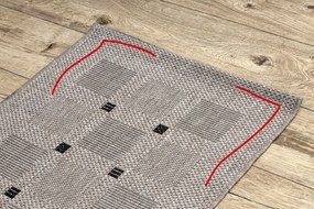 Covor sisal Floorlux 20079 Pătrat argintiu si negru - SECUNDAR-COTATI PRODUSUL