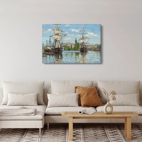 Tablou - Claude Monet, Ships Riding on the Seine at Rouen, reproducere (90x60 cm)