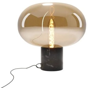 Veioza moderna din sticla si marmura MOONSTONE chihlimbar, negru