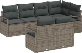 vidaXL Set de canapele pentru grădină cu pernă 7 pcs Gri poliratan