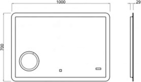 Oglindă lemn masiv cu Ceas Iluminare LED si Lupa Touch 80x60cm / 100x70cm - 80x60cm