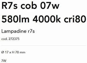 Bec LED, R7s COB 07W 580lm 4000K cri80