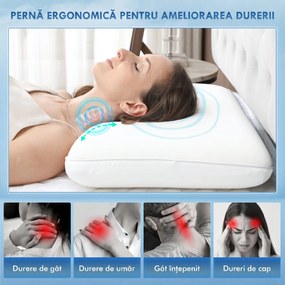 HOMCOM Pernă Memory Foam cu Husă Detașabilă 60x40x10 cm Crem | Aosom Romania