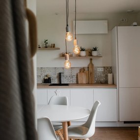 Lampă suspendată industrială neagră cu beton rotund cu 3 lumini - Pedra