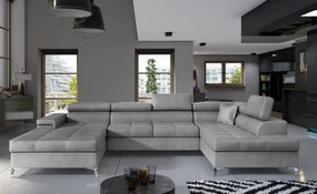 Canapea modulara, extensibila, cu spatiu pentru depozitare, 345x202x90 cm, Eduardo R02, Eltap (Culoare: Bleumarin / Gri deschis)
