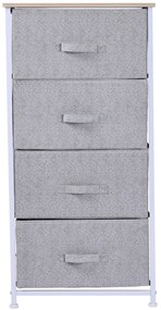 Homcom Mobila Container cu 4 Sertare din Lin Panou Sasiu in Otel Vopsea Praf Raft Superior in MDF Max:25 kg 45x30x92cm