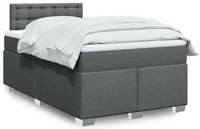 vidaXL Pat box spring cu saltea, gri închis, 120x200 cm, textil
