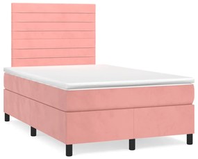 vidaXL Pat box spring cu saltea, negru, 120x190 cm, catifea