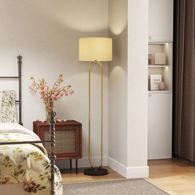 HOMCOM Lampadar abajur din in dulie E27 stil modern comutator la picior pentru salon si dormitor 156 cm aurit si negru | Aosom Romania