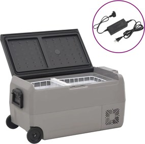 vidaXL Ladă frigorifică cu roată și adaptor, 36 L, negru&gri, PP & PE